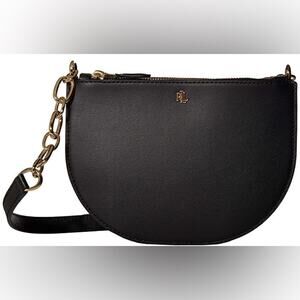 Lauren Ralph Lauren Smooth Leather Sutton Crossbody black gold chain